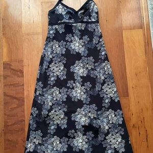 J. Crew Gray and White Spaghetti Strap Maxi Sundress